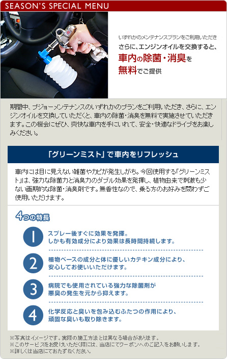 プジョー メンテナンスキャンペーン セクション3